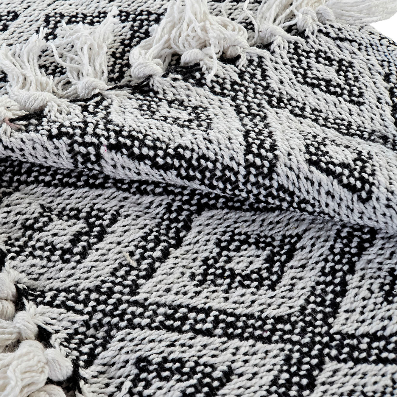 Manta Plaid 100% Algodón con Rombos. Color Gris. - Oma Home