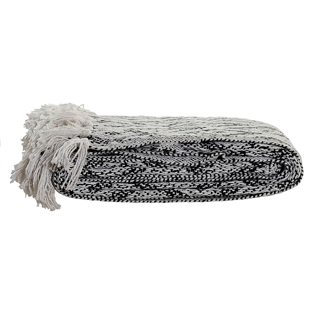 Manta Plaid 100% Algodón con Rombos. Color Gris. - Oma Home