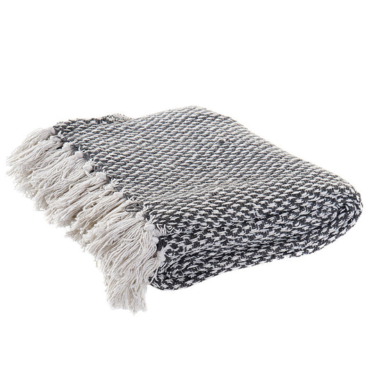 Manta Plaid 100% Algodón. Color azul. - Oma Home