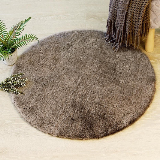 Alfombra Extra Suave con efecto pelo. Color visón. D80cm. - Oma Home