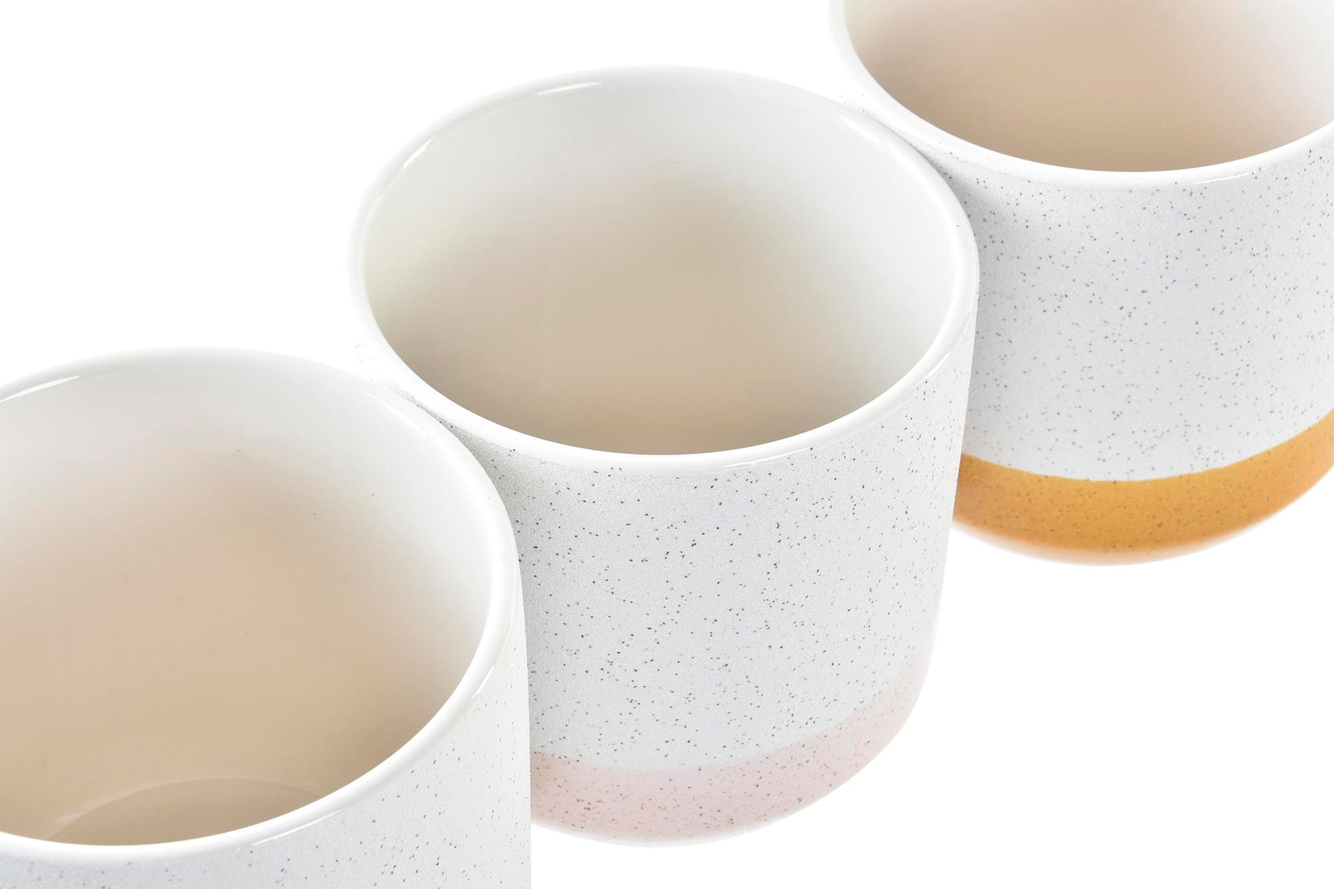 Maceta gres puntos. Color blanco y rosa palo. - Oma Home