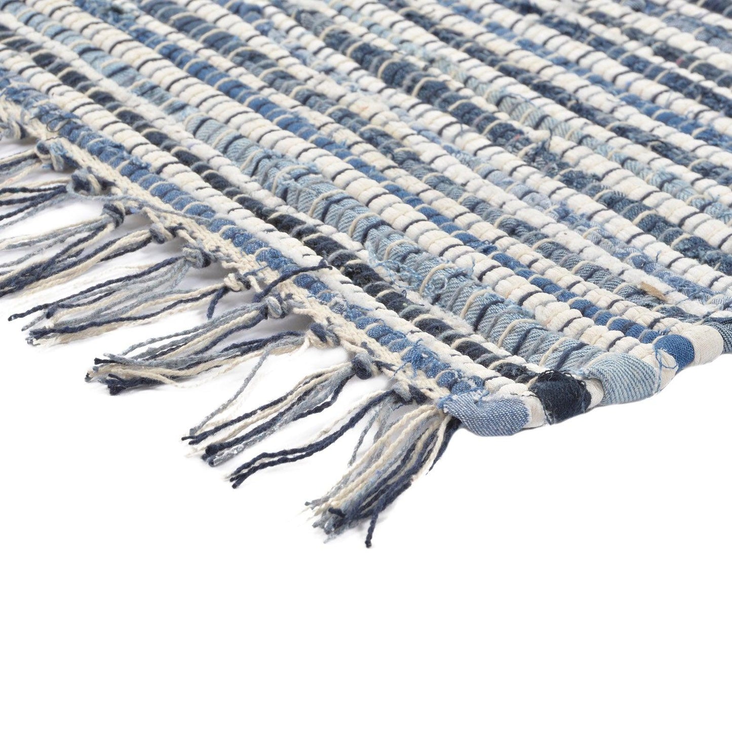ALfombra de algodón 180X120 . KILIM. Color azul. - Oma Home