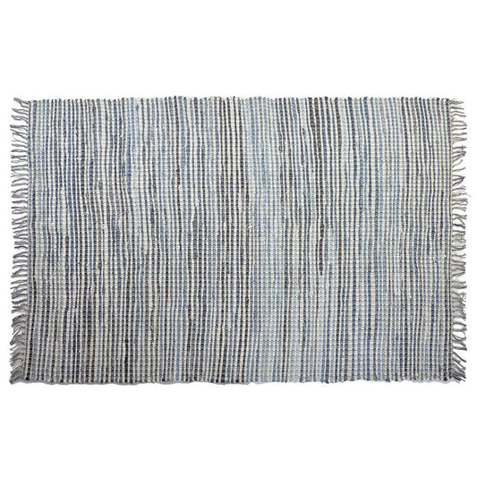 ALfombra de algodón 180X120 . KILIM. Color azul. - Oma Home