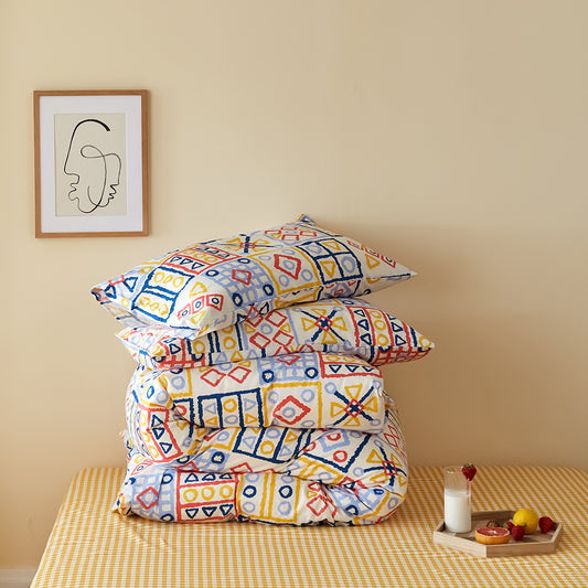 Bajera ajustable con estampado de cuadros blancos y amarillos. 200 TC - Oma Home