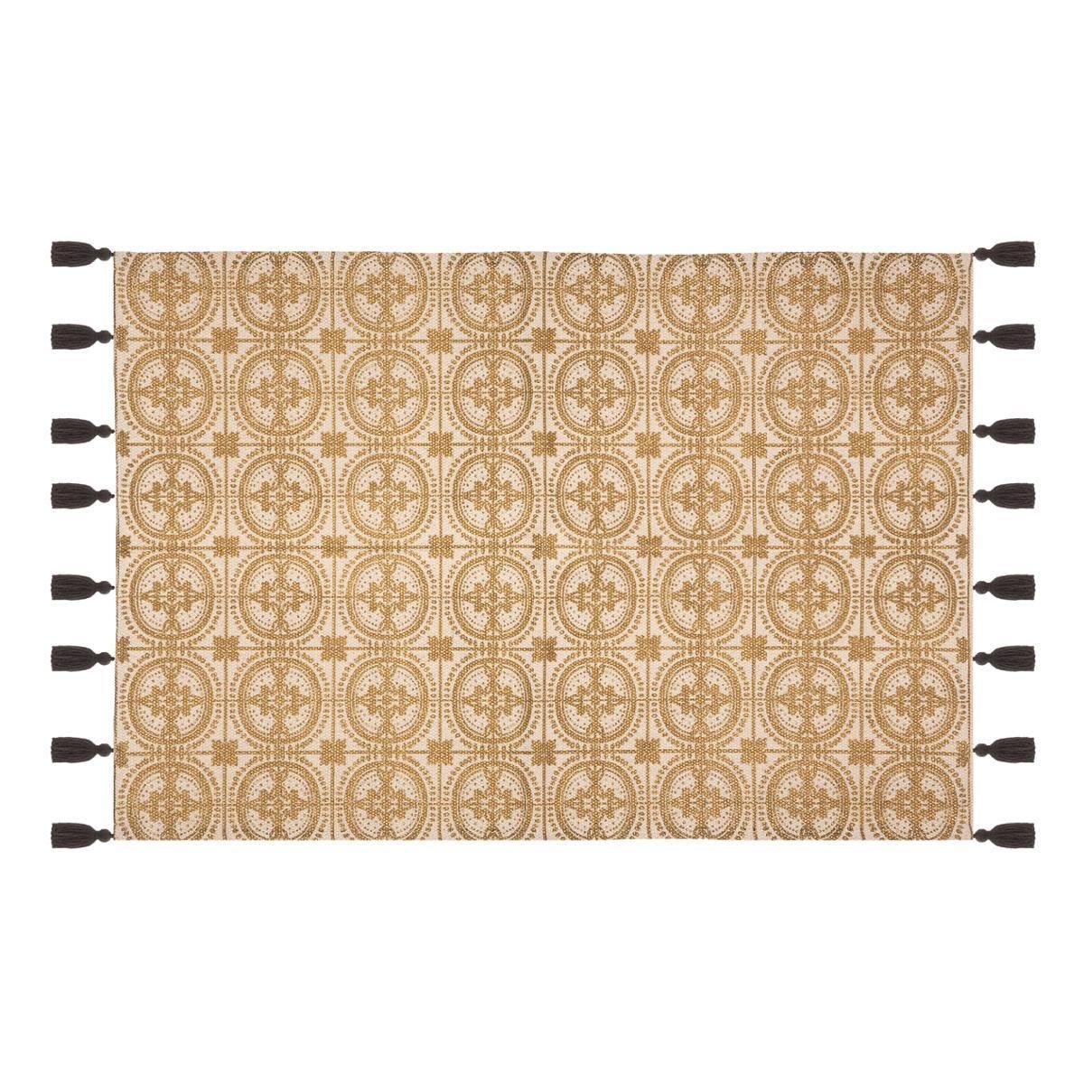 Alfombra geométrica. Color mostaza. 60 cm x 90 cm. - Oma Home