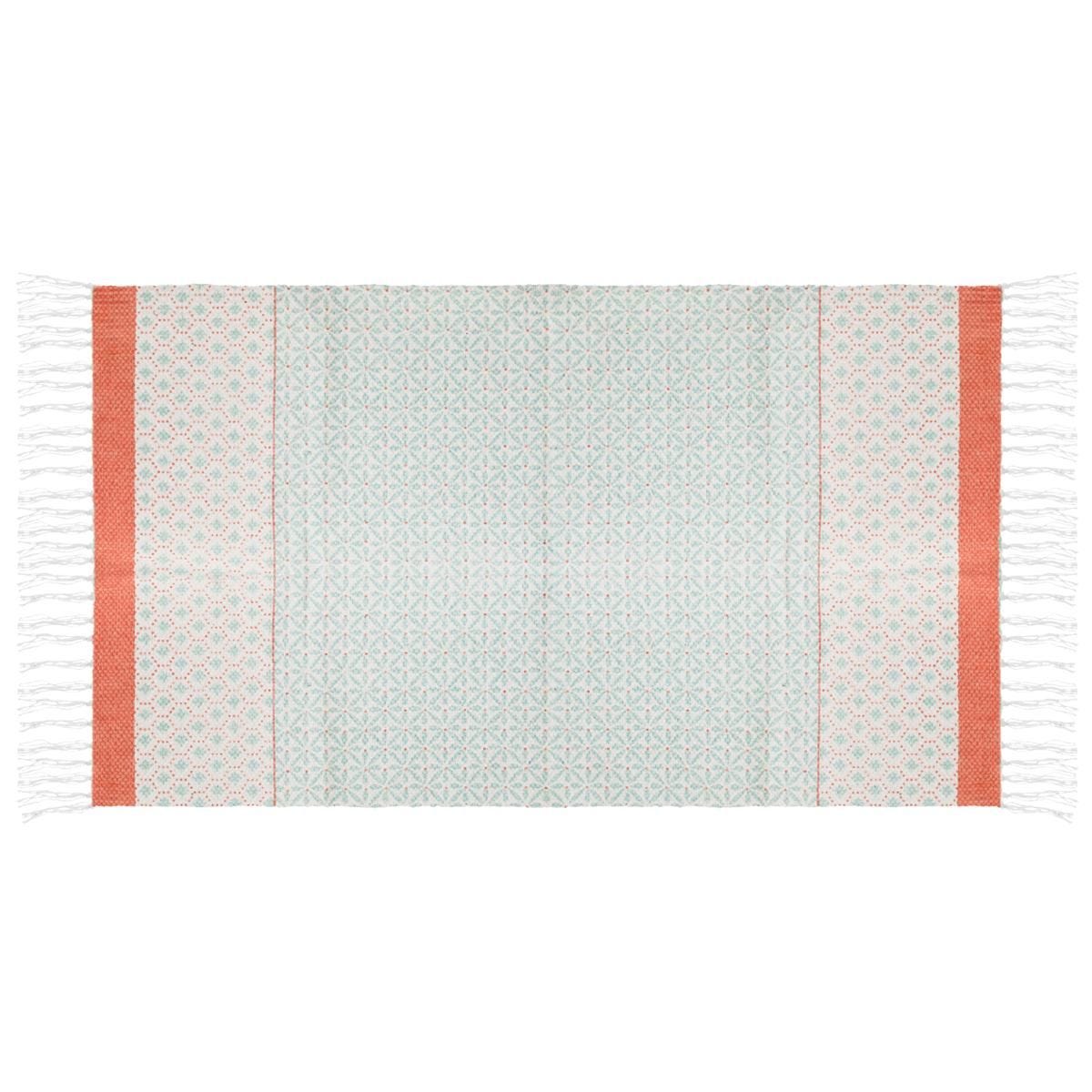 Alfombra geométrica. Color coral. 60 cm x 90 cm. - Oma Home