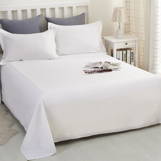 Sábana encimera 100% Algodón Percal 300 Hilos. Color blanco. - Oma Home